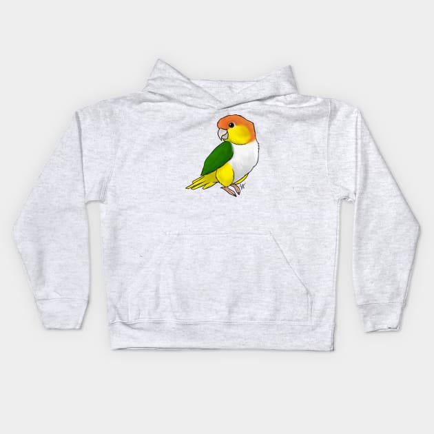 Bird - Caique - Yellow Tailed Kids Hoodie by Jen's Dogs Custom Gifts and Designs